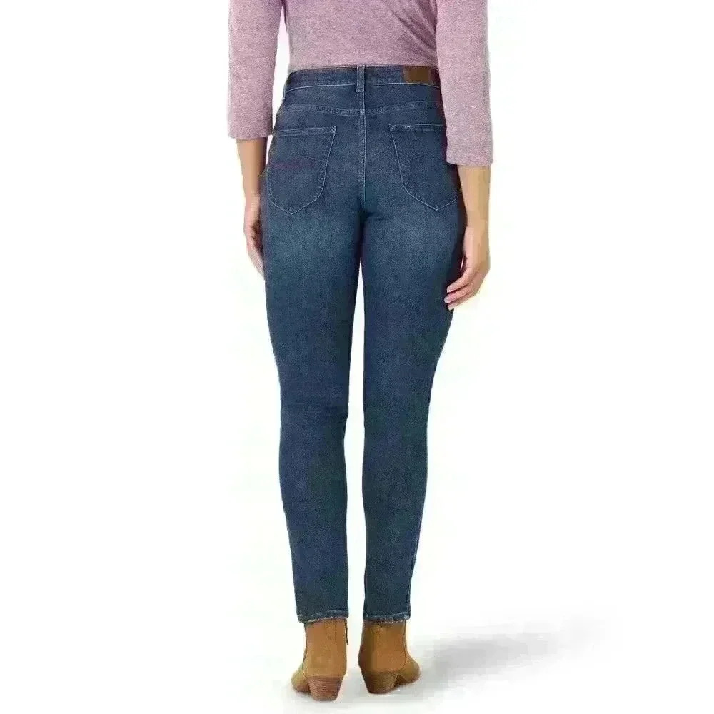Lee Women's Heritage High Rise Skinny Jean Size 4M, 8M, 18M, 20M Blue Dark Wash - Picture 4 of 8